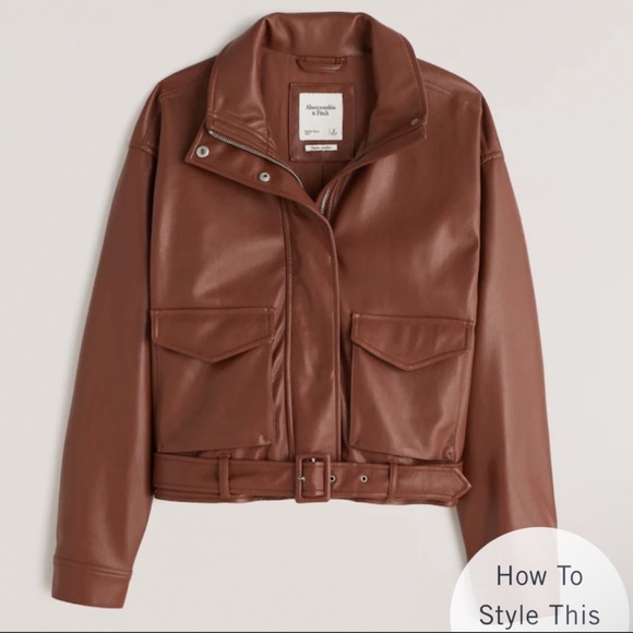 A&F Faux Leather Utility Bomber Jacket - Picture 3 of 5